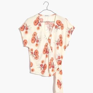 Madewell Sash-Tie Wrap Top in Dutch Dandelions